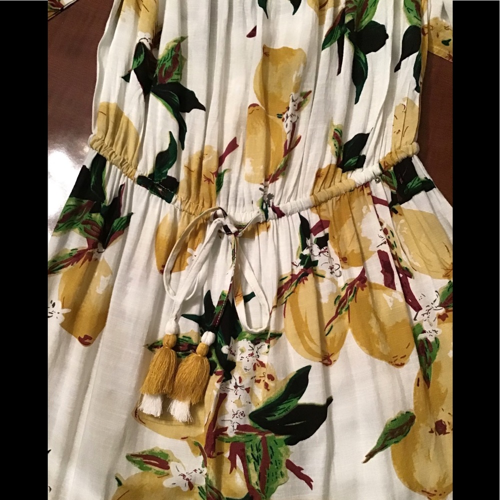 Blue Island Lemon Print Drawstring Off Shoulder Dress/ Cover-up Size XS - Picture 6 of 16